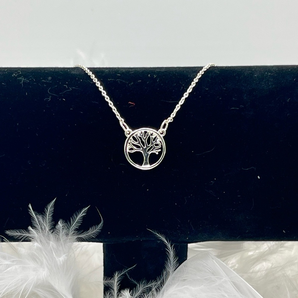 Sterling silver tree necklace with dainty chain